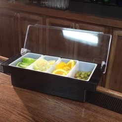BarProducts.com BAR SUPPLIES Condiment Holder / Fruit Tray - 4 Pint Compartment - Black