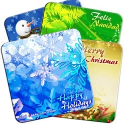 BarProducts.com Cork Bottom Coasters - Christmas Theme - 4" BAR SUPPLIES