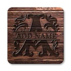Bar Products Wood Monogram Letter - CUSTOMIZABLE Cork Bottom Coaster