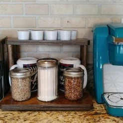 BarProducts.com Counter Caddies™ - STAINED Finish - 12" STRAIGHT Shelf W/ K-Cup Holes KITCHEN, DINING & SERVICE