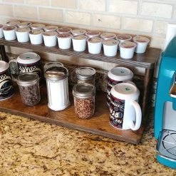 BarProducts.com Counter Caddies™ - STAINED Finish - 24" STRAIGHT Shelf W/ K-Cup Holes KITCHEN, DINING & SERVICE