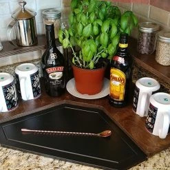 BarProducts.com Counter Caddies™ - Stained Finish - CORNER Shelf - Barista Theme