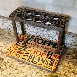 BarProducts.com Counter Caddies™ - BARISTA Theme - 12" STRAIGHT Shelf W/ K-Cup Holes