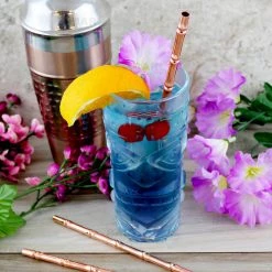 BarProducts.com Master Mixology Copper Plated Bamboo Straws - 4 Pack