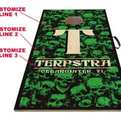 BarProducts.com HOME BAR & GIFTS CUSTOMIZABLE Cornhole Game Boards - SKULLS - Color Options - 22" X 44"