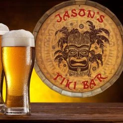 BarProducts Handcrafted Tiki Bar Barrel Top Tavern Sign Woodshop Made In The USA