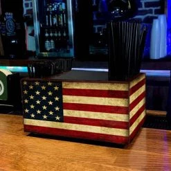 BarProducts.com Wooden Bar Caddy - Rustic American Flag SPECIAL COLLECTIONS