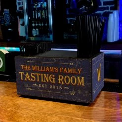 BarProducts.com Customizable Wooden Bar Caddy - Tasting Room