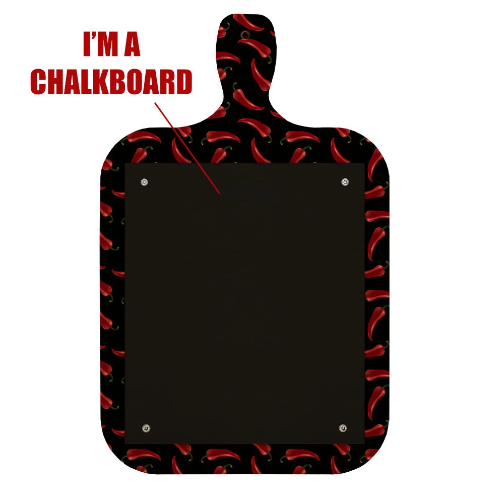 cutting-board-shaped-chalkboard-sign-PEPPERS-WEB-2.jpg BarProducts Handcrafted Wood Plaque Menu - Cutting Board Shaped Chalkboard - Pepper Design