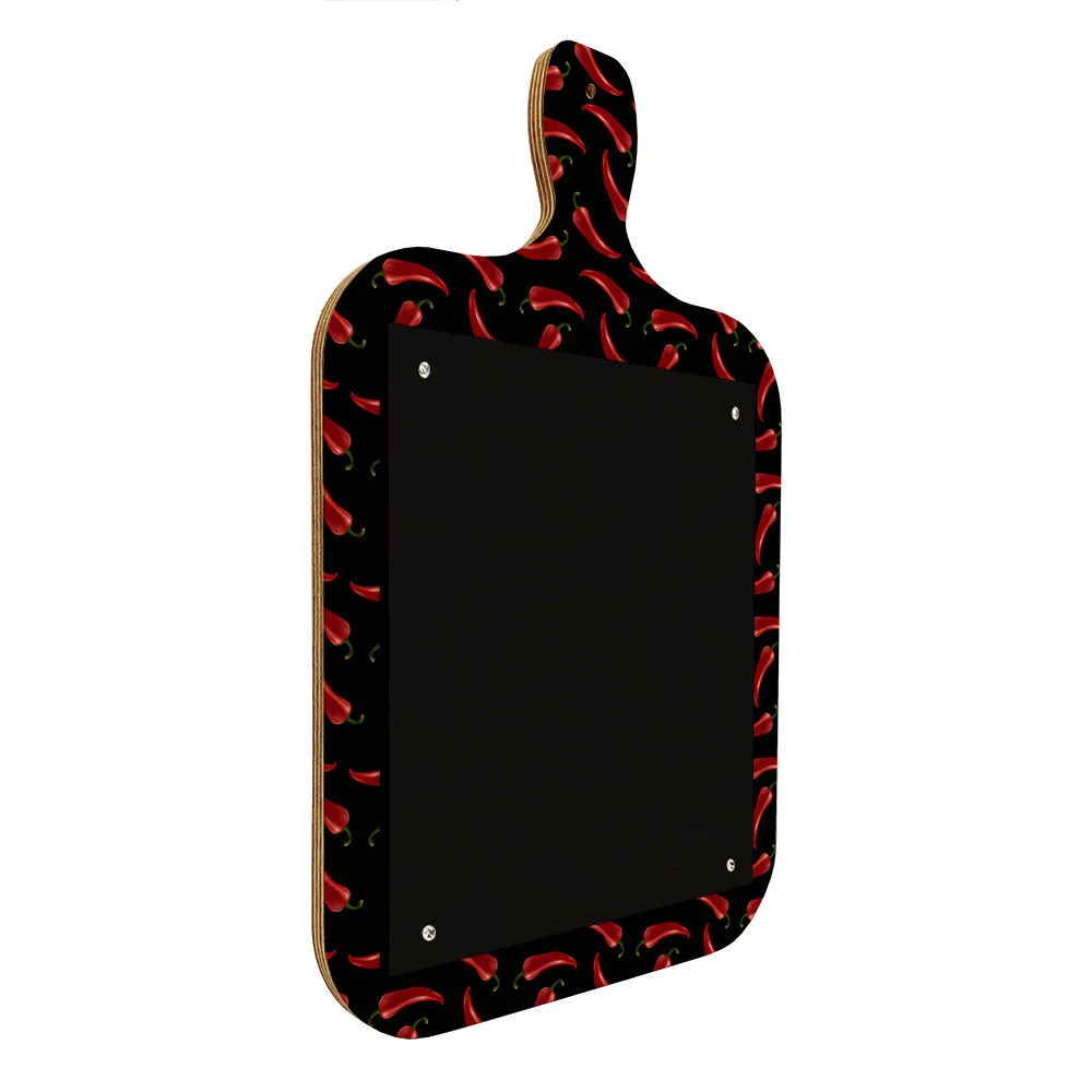cutting-board-shaped-chalkboard-sign-PEPPERS-WEB-3.jpg BarProducts Handcrafted Wood Plaque Menu - Cutting Board Shaped Chalkboard - Pepper Design