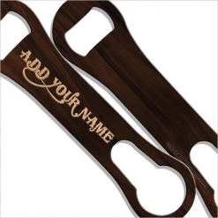 BarProducts.com "ADD YOUR NAME" V-Rod® Bottle Opener – Wood Bartending Bottle Openers