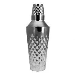 BarProducts.com 3 Piece Cocktail Shaker- Stainless Steel Diamond Cut - 25 Ounce