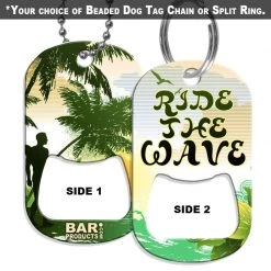 BarProducts.com Dog Tag Bottle Opener - Ride The Wave HOME BAR & GIFTS