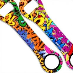 BarProducts.com Bartending Bottle Openers Dog Bone Bottle Opener / Bar Key - Colorful Graffiti