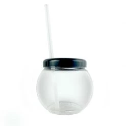 BarProducts.com BAR SUPPLIES BarConic® Clear Fishbowl Plastic Drinkware - 20 Ounce - With Lid And Straw