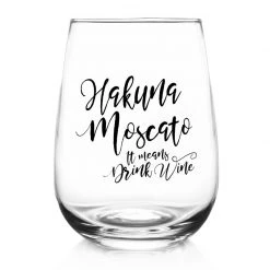 BarProducts.com BAR SUPPLIES Hakuna Moscato - Stemless Wine Glass (17oz)