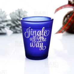 BarProducts.com Jingle All The Way - BarConic® Dark Blue Frosted Shot Glass (1.5oz) HOME BAR & GIFTS