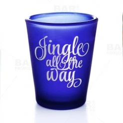 BarProducts.com Jingle All The Way - BarConic® Dark Blue Frosted Shot Glass (1.5oz) HOME BAR & GIFTS
