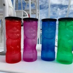 BarProducts.com BarConic® Drinkware - Red Plastic Tiki Cup W/ Lid And Straw - 24 Ounce BAR SUPPLIES