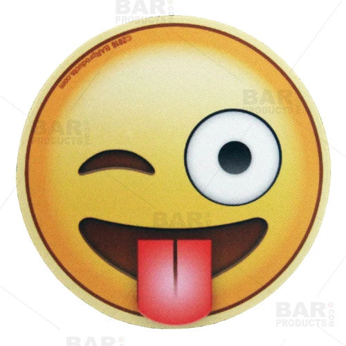 emoji-foam-coaster-silly-bpc.jpg BarProducts.com Emoji Round Foam Coasters - 4 Inch Diameter BAR SUPPLIES