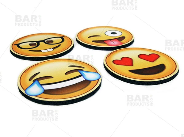 emoji-foam-coasters-bpc1.jpg BarProducts.com Emoji Round Foam Coasters - 4 Inch Diameter BAR SUPPLIES