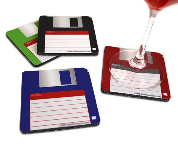 floppy-disks-foam-coaters_1.jpg BarProducts.com Floppy Disk Foam Kolorcoat™ Coaster- 3.5 Inch Square