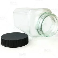 BarProducts.com Craft Bottles And Jars French Square Craft Bartending Jar W/ Black Lid - Clear 4oz
