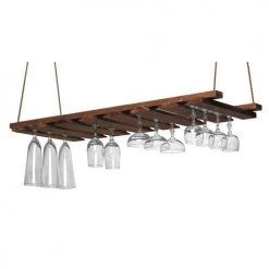 BarProducts.com Wine Glass Rack - 14" X 35" - Walnut Wood
