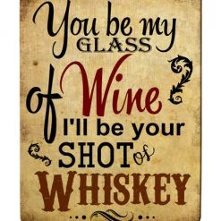BarProducts Handcrafted Glass Of Wine/Shot Of Whiskey Wood Plaque Bar Sign Tavern-shaped Woodshop Made In The USA