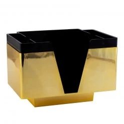 BarProducts.com NAPKIN BAR CADDY - 3 COMPARTMENT - BLACK/GOLD