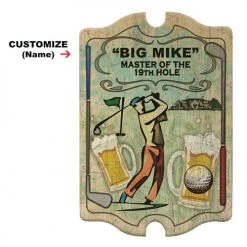 BarProducts.com Custom Tavern Shaped Wood Bar Sign - Golf BAR DECOR