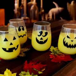 BarProducts.com Halloween Jack O'Lantern Stemless Wine Glasses