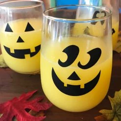 BarProducts.com Halloween Jack O'Lantern Stemless Wine Glasses