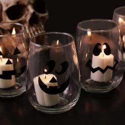 BarProducts.com Halloween Jack O'Lantern Stemless Wine Glasses