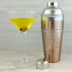 BarProducts.com 3 Piece Cocktail Shaker - Hammered Copper / Stainless Steel - 28 Ounce Master Mixology