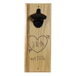 BarProducts Handcrafted Engraved Tree Heart Wooden Wall Bottle Opener W/ Magnetic Cap Catcher Woodshop Made In The USA