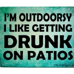 BarProducts Handcrafted I'm Outdoorsy Wood Bar Sign Tavern-Shaped Woodshop Made In The USA