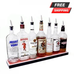 BarProducts.com BAR DECOR BarConic® LED Liquor Bottle Display Shelf - Low Profile - 1 Step - Black - Multi Colored Lights