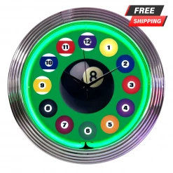 Bar Products Neon Clock - Billiard Ball - 15" Diameter SPECIAL COLLECTIONS