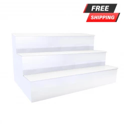 BarProducts.com BAR DECOR BarConic® LED Liquor Bottle Display Shelf - 3 Steps - Polished Mirrored Metal - Several Lengths