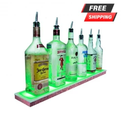 BarProducts.com BAR DECOR BarConic® LED Liquor Bottle Display Shelf - Low Profile - 1 Step - Aged Bronze - Several Lengths
