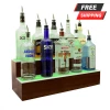 BarProducts.com BarConic® LED Liquor Bottle Display Shelf - 2 Steps - Mahogany - Several Lengths
