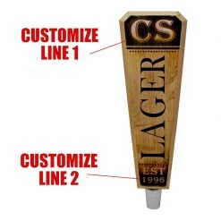 BarProducts Handcrafted Oak Wood Beer Tap Handles - Flared Shape - Initial LAGER Design