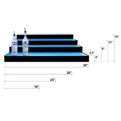 BarProducts.com BarConic® Acrylic Bottle Display Shelf - 4 Tier - Multi Colored Lights - Several Lengths LED Liquor Shelves / Bottle Displays