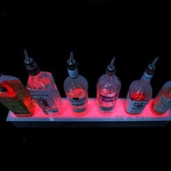 BarProducts.com BarConic® LED Liquor Bottle Display Shelf - 1 Step - Black - Multi Colored Lights - Several Lengths