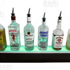 BarProducts.com BarConic® LED Liquor Bottle Display Shelf - 1 Step - Black - Multi Colored Lights - Several Lengths