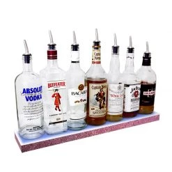 BarProducts.com BAR DECOR BarConic® LED Liquor Bottle Display Shelf - Low Profile - 1 Step - Aged Bronze - Several Lengths