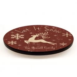 BarProducts.com SPECIAL COLLECTIONS Let It Snow Red Christmas Themed CUSTOMIZABLE Lazy Susan - Size Options