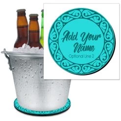 BarProducts.com ADD YOUR NAME - Beer Bucket Coaster - Decorative Border (Serveral Colors Available)