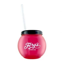 BarProducts.com Drinkware BarConic® 20 Oz Pink Fishbowl With Lid And Straw